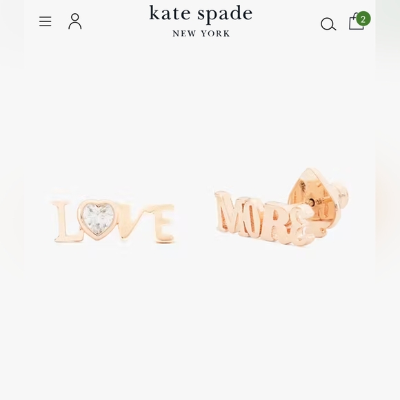 NWT Kate Spade More Love Studs - Spell it Out Collection rose gold/ clear stone - Picture 12 of 16